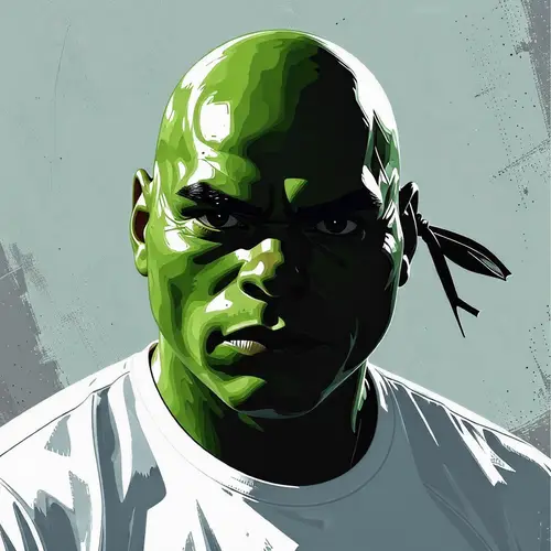 Men in White Tshirt Resembling Splinter in Ninja Turtles