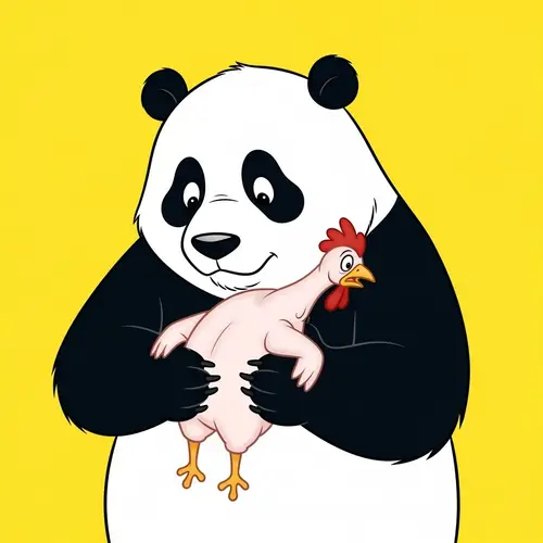 Cute Animated Panda Holding a Live Chicken