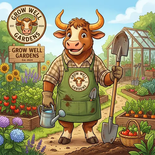 Gardening Business Ox Mascot Design
