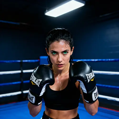 Green-Eyed Boxer Woman with Everlast Gloves