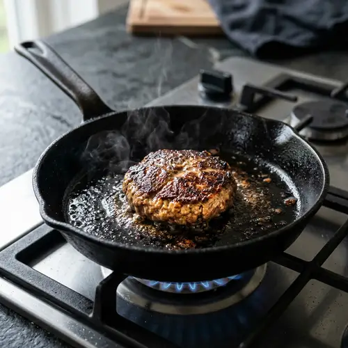Realistic Black Burger Pan - Minimalist Design