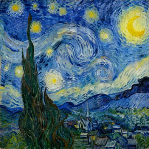 Starry Night Landscape in Van Gogh Style