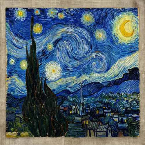 Starry Night Landscape in Van Gogh Style