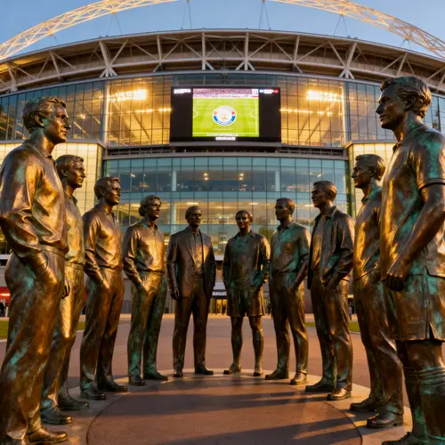 Statue of Our Faces at the Football Stadium