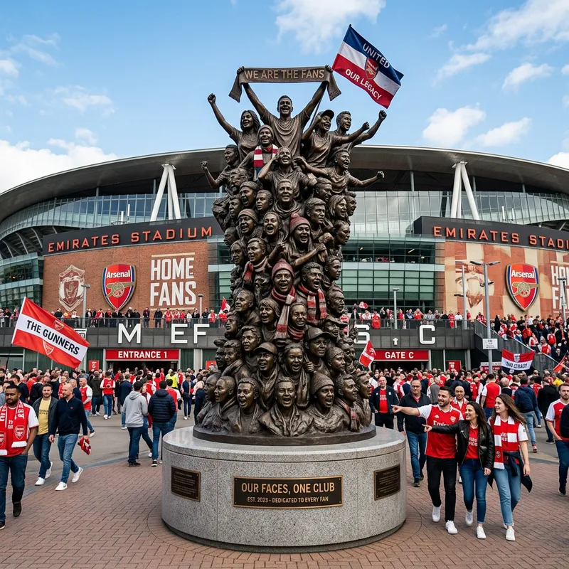 Statue of Our Faces at the Football Stadium