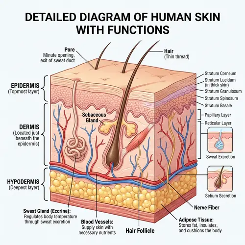 Human Skin Diagram: Epidermis, Dermis, Hypodermis & More