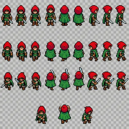 Pixel Art Sprite Sheet for Retro RPG Games