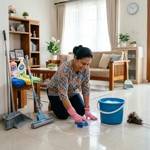 South Asian Housewife Cleaning Home with Diligence | House Cleaning Services