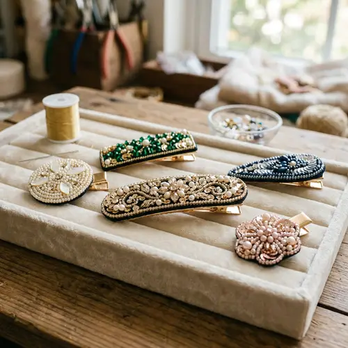 Elegant Beaded Hair Clip Design