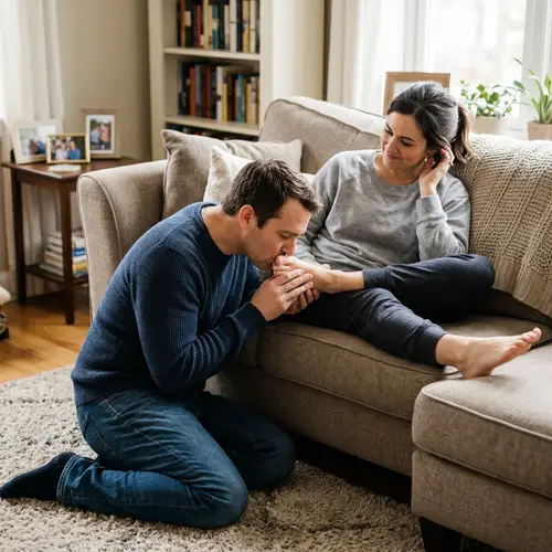 Husband Kisses Wife's Feet - A Symbol of Love