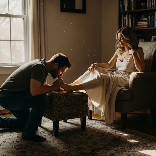 Husband Kisses Wife's Feet - A Symbol of Love