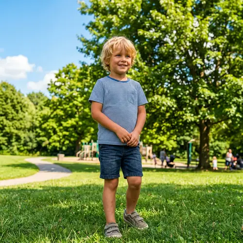 6-Year-Old Blonde Boy in Diaper Playtime Outdoors