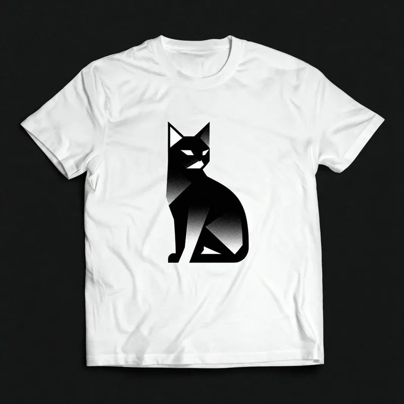 Black Cat Logo Design White T-Shirt