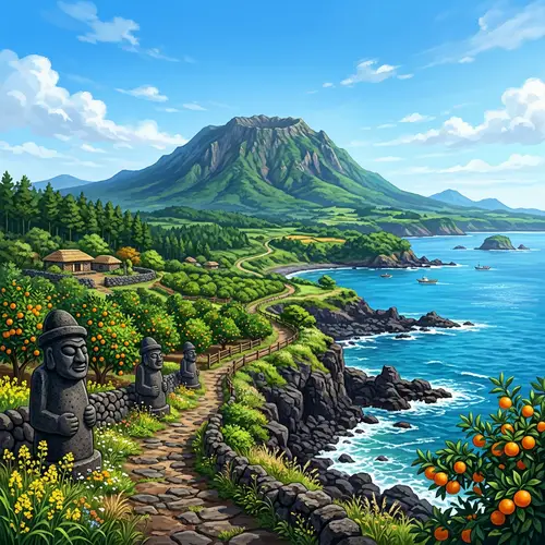Explore Jeju Island: Scenic Game Background