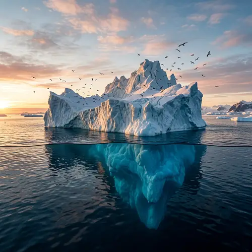Majestic Iceberg in Sunset: Nature's Frozen Beauty