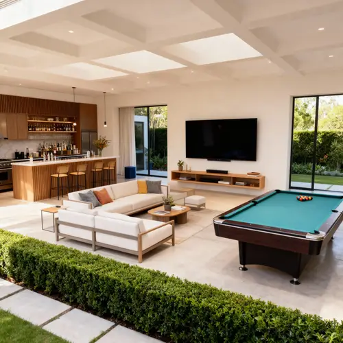 Open Plan Entertainment Area Design Ideas