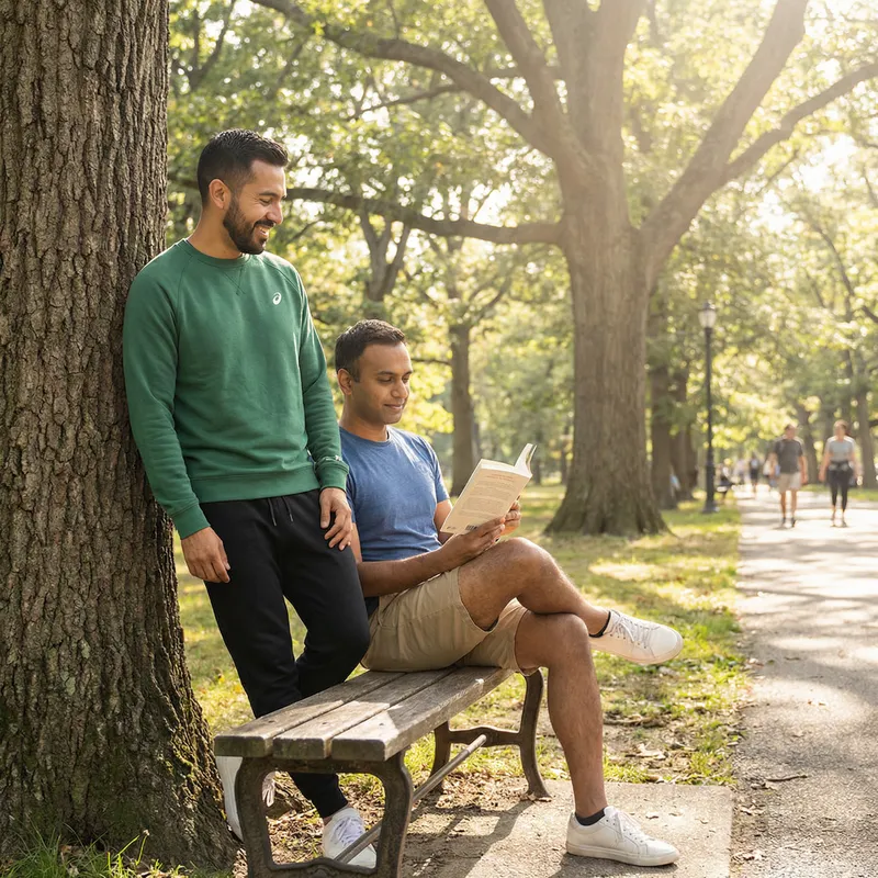 Peaceful Day at the Park: Gay Men's Romantic Scene Peaceful Day at the Park: Gay Men's Romantic Scene