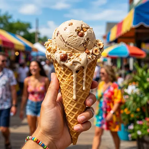 Hazelnut Ice Cream in Crisp Waffle Cone