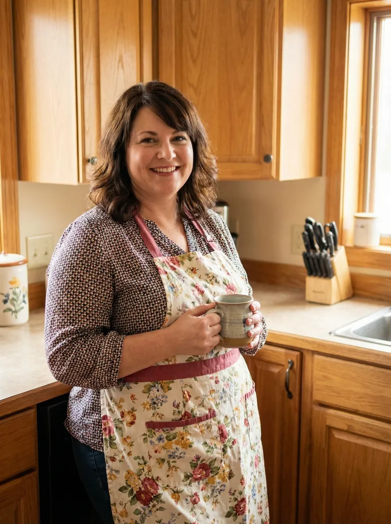 Curvy 40-Year-Old Brunette Housewife