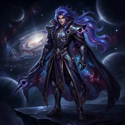 Galactic Anti-Hero with Blue-Purple Iridescent Hair