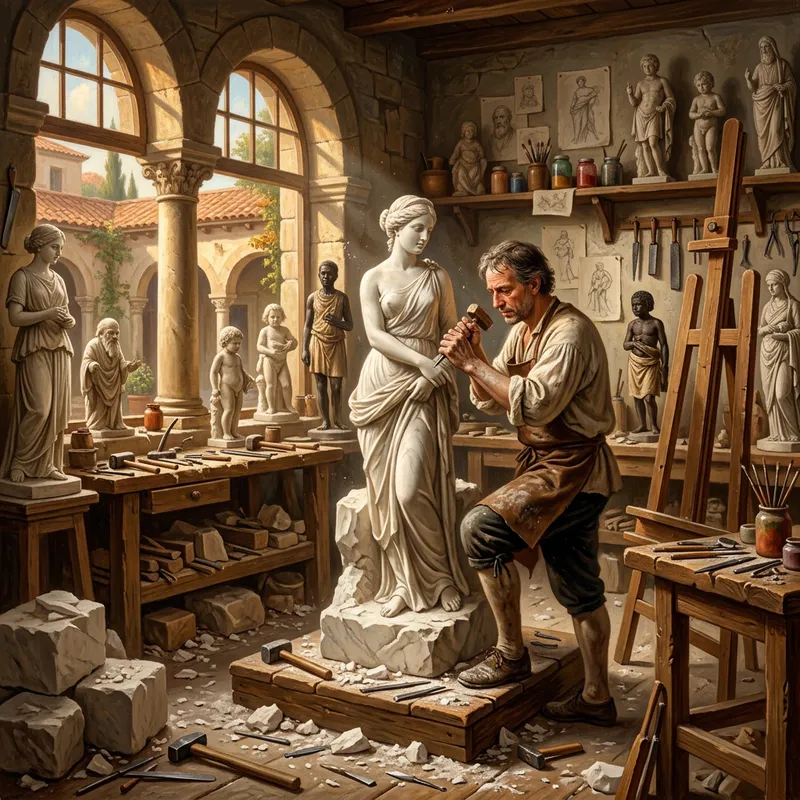 Pygmalion's Workshop Illustration