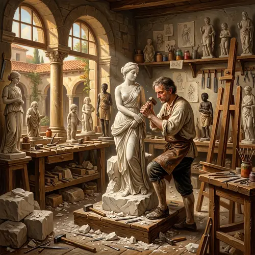 Renaissance Themed Pygmalion's Workshop Illustration