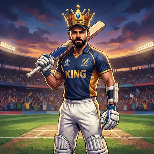 Confident Cricket Player Illustration with Crown