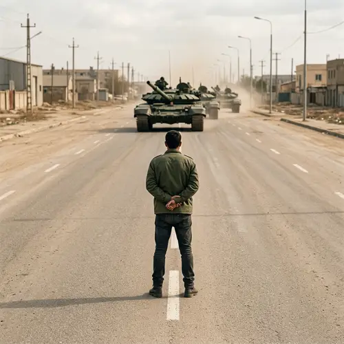 Defiant Protester Against Military Tanks | Stand for Courage