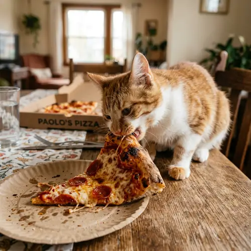 Funny Cat Eating Pizza: Enjoying a Slice