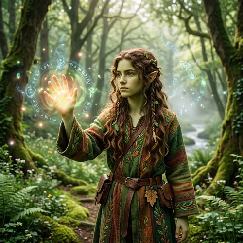 Wood Elf Teen Caster in Tranquil Enchanted Forest | Mage Spells