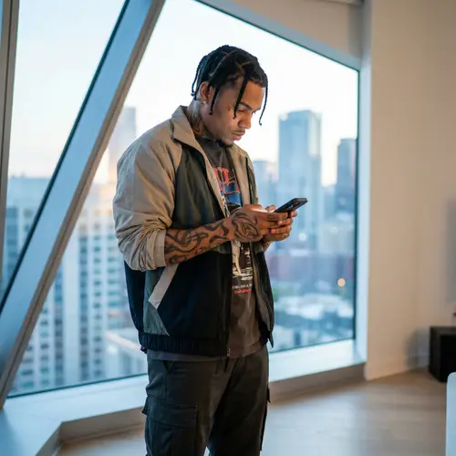 Urban Stylish Male Character with Tattoos and Braided Hair