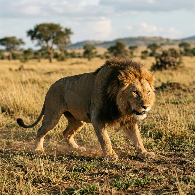 Majestic Lion Ready to Attack - Powerful Wildlife Photo Majestic Lion Ready to Attack - Powerful Wildlife Photo