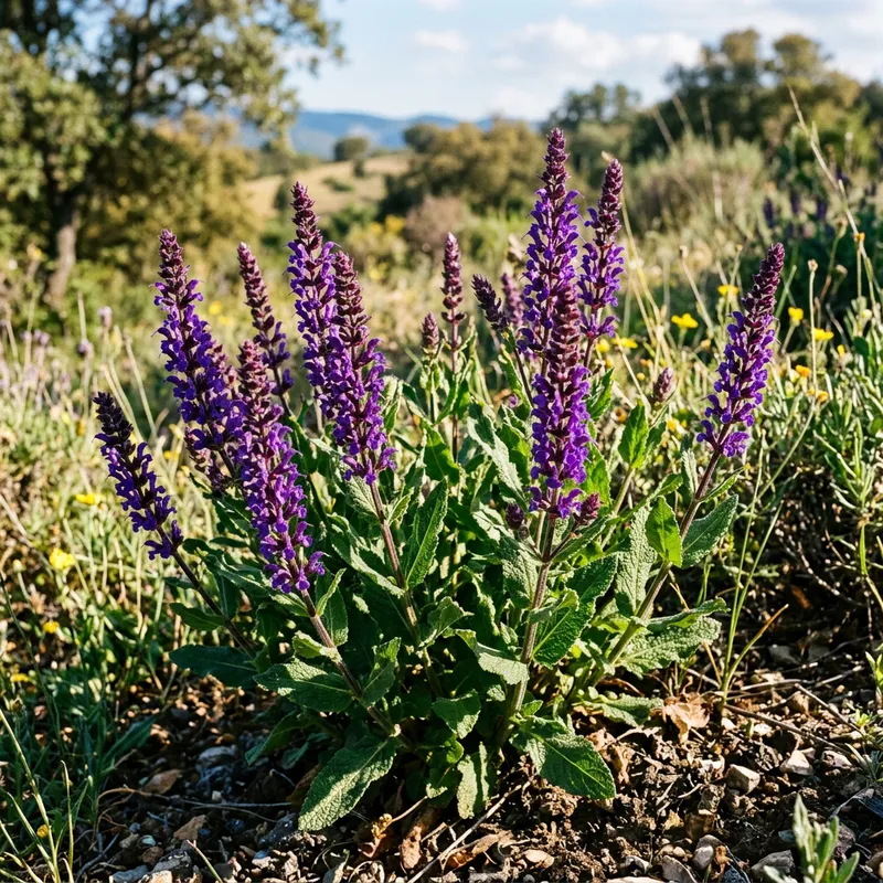 Realistic Salvia Plants: Beauty and Structure