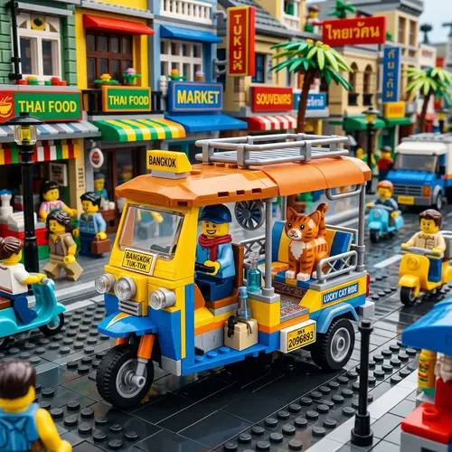Lego Cat in a Tuk Tuk - Fun Creative Ideas