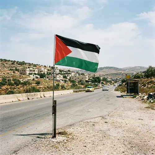 Palestinian Flag Displayed on Roadside