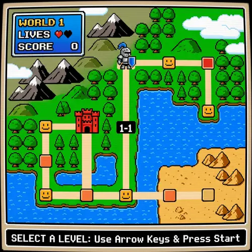 Nostalgic Pixel Art Level Selector Map