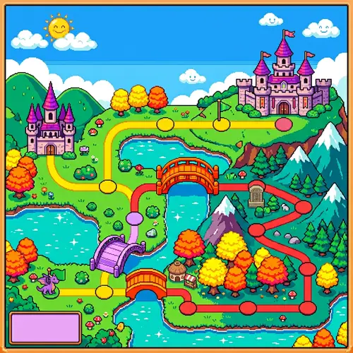 Colorful Level Selector Map for Super Mario 3