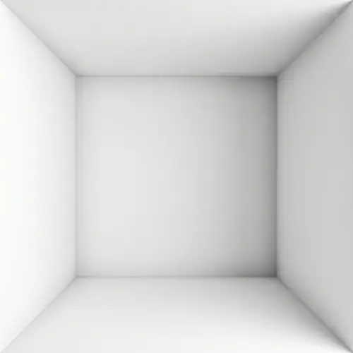 White Box Interior with 3D Corner Illustrations