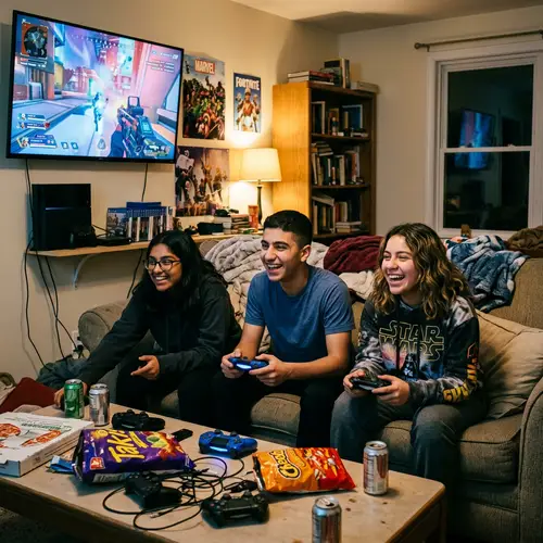 Teens Gaming Together: PS4 Fun at Home