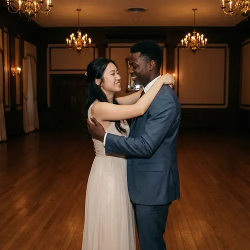 Romantic Dance of Asian Woman and African Man | Elegant Waltz