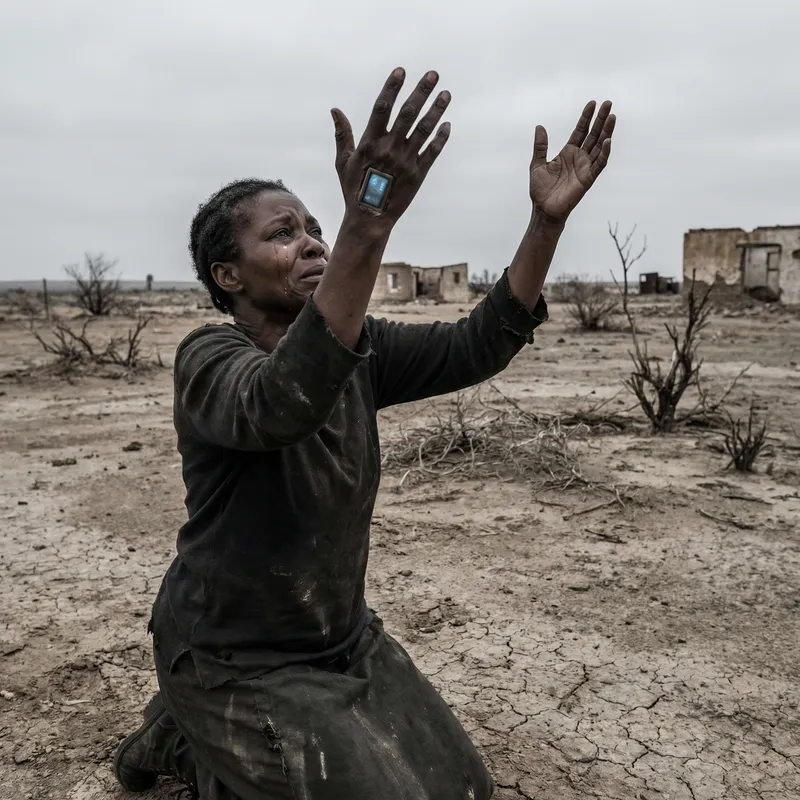 Emotional Black Peasant with Chip in Hand