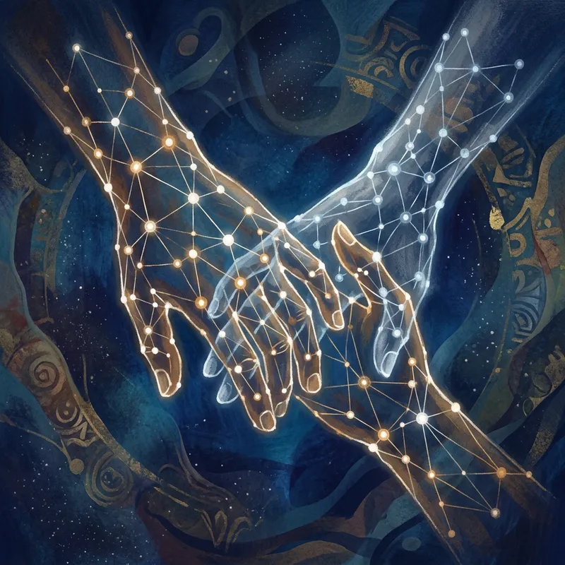 Invisible Hands Interlaced: Abstract Artwork of Trust