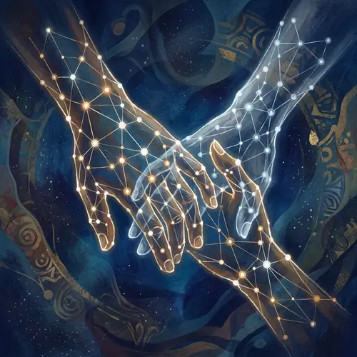 Invisible Hands of Trust: Surreal Artwork Symbolizing Collaboration