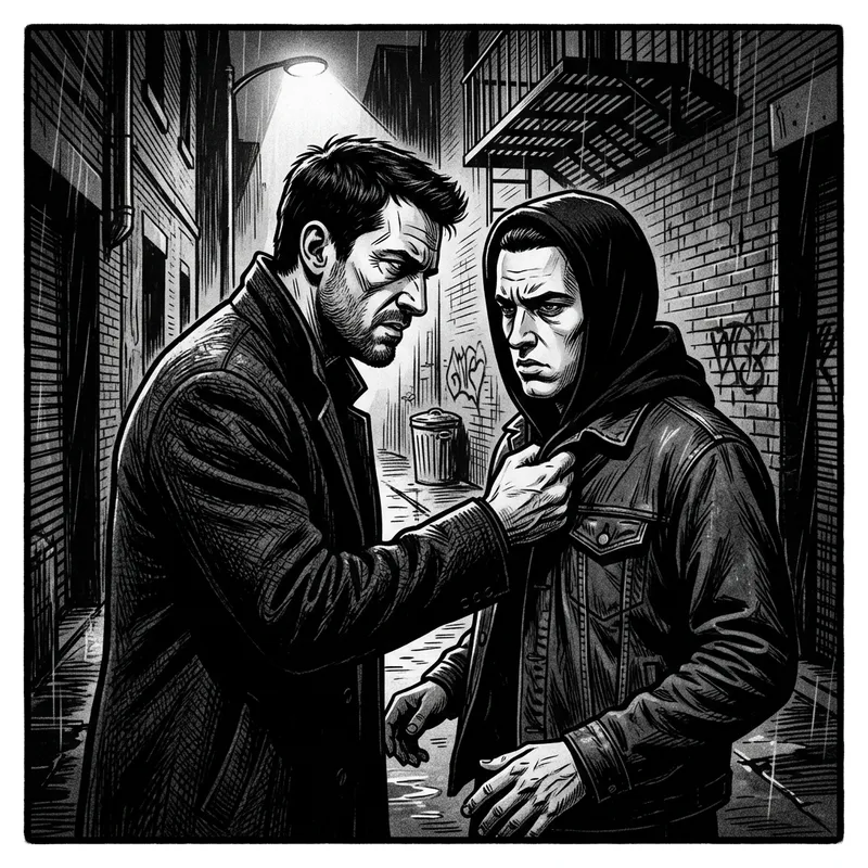 Dramatic Black-and-White Illustration with Bold Lines