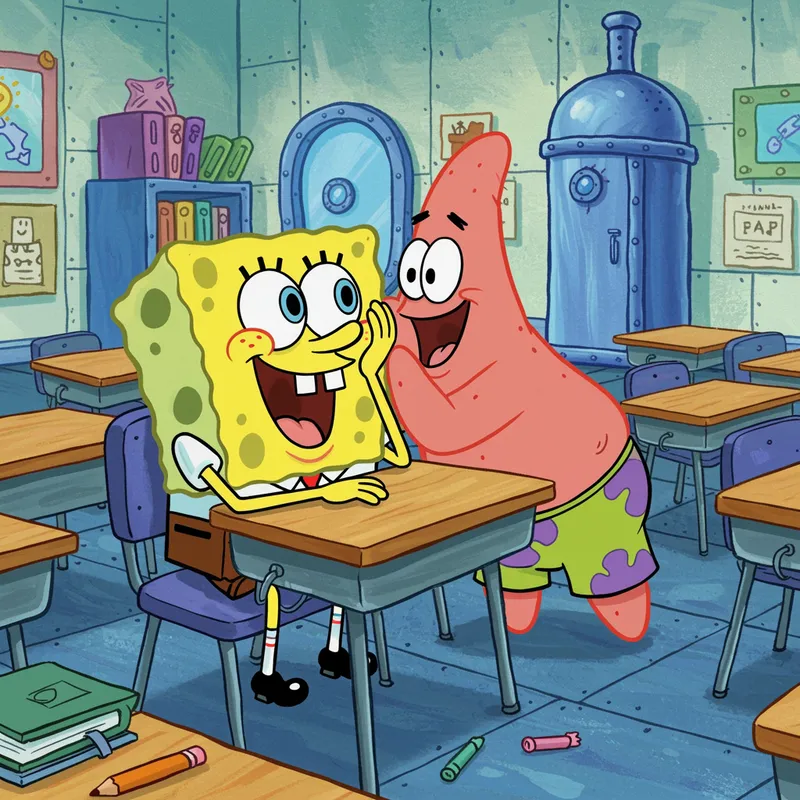 SpongeBob and Patrick Whispering Together