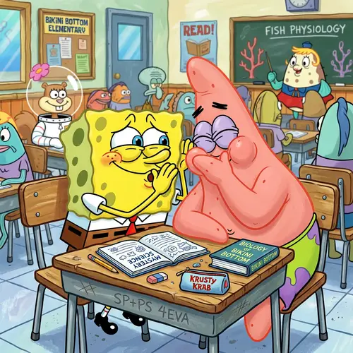 SpongeBob and Patrick Whispering Together