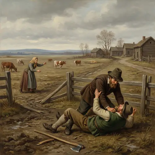 Historic Fight Scene in 1628 Finland - Oil Painting