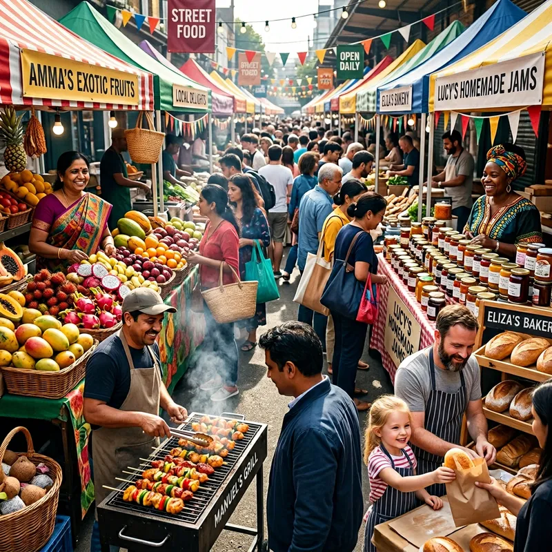 Selling Food Market Featuring Diverse Offerings Selling Food Market Featuring Diverse Offerings