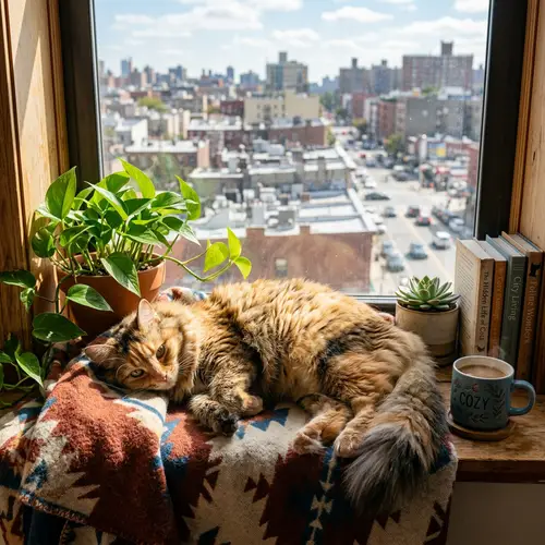Adorable Cat Lounging in Urban Apartment | Fun & Relaxing