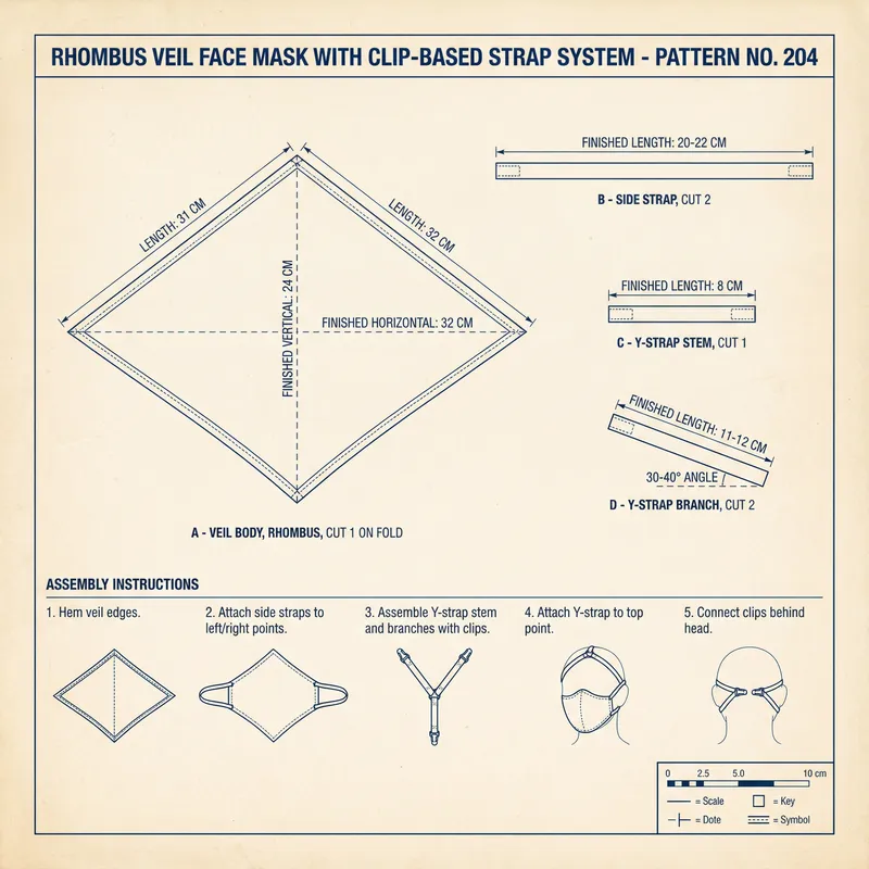 Rhombus Face Mask Sewing Pattern Guide